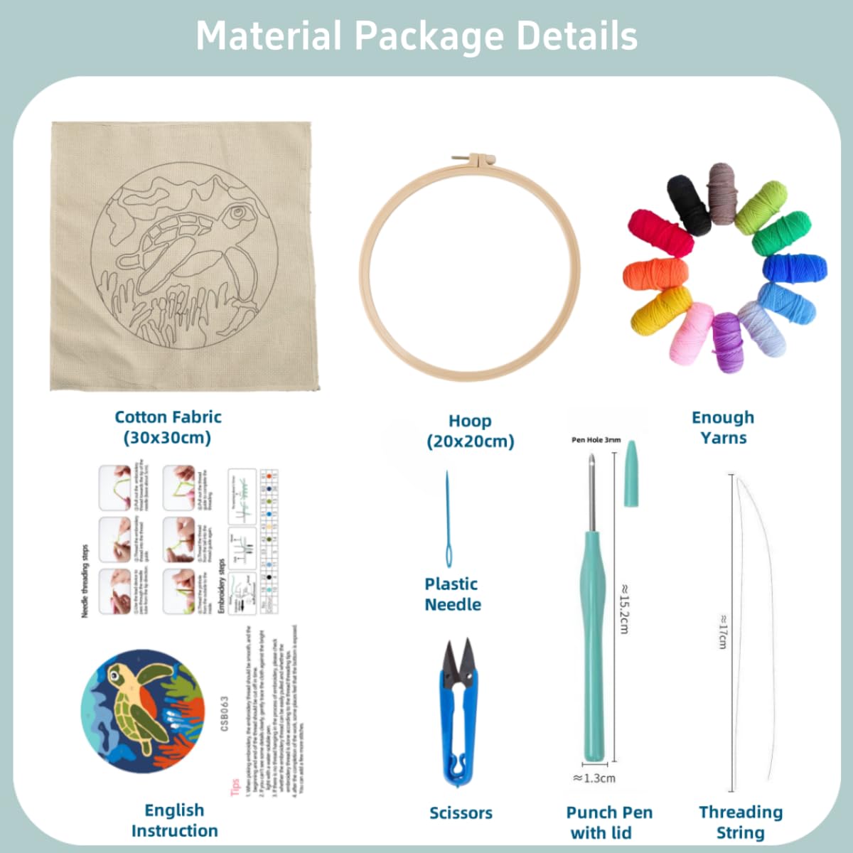 Punch Needle Kits Cute Jersey Cow Embroidery Starter Set with Hoop Easy for Beginners DIY Stress Relief Handmade Craft Hobby and Home Decor 20x20cm-5