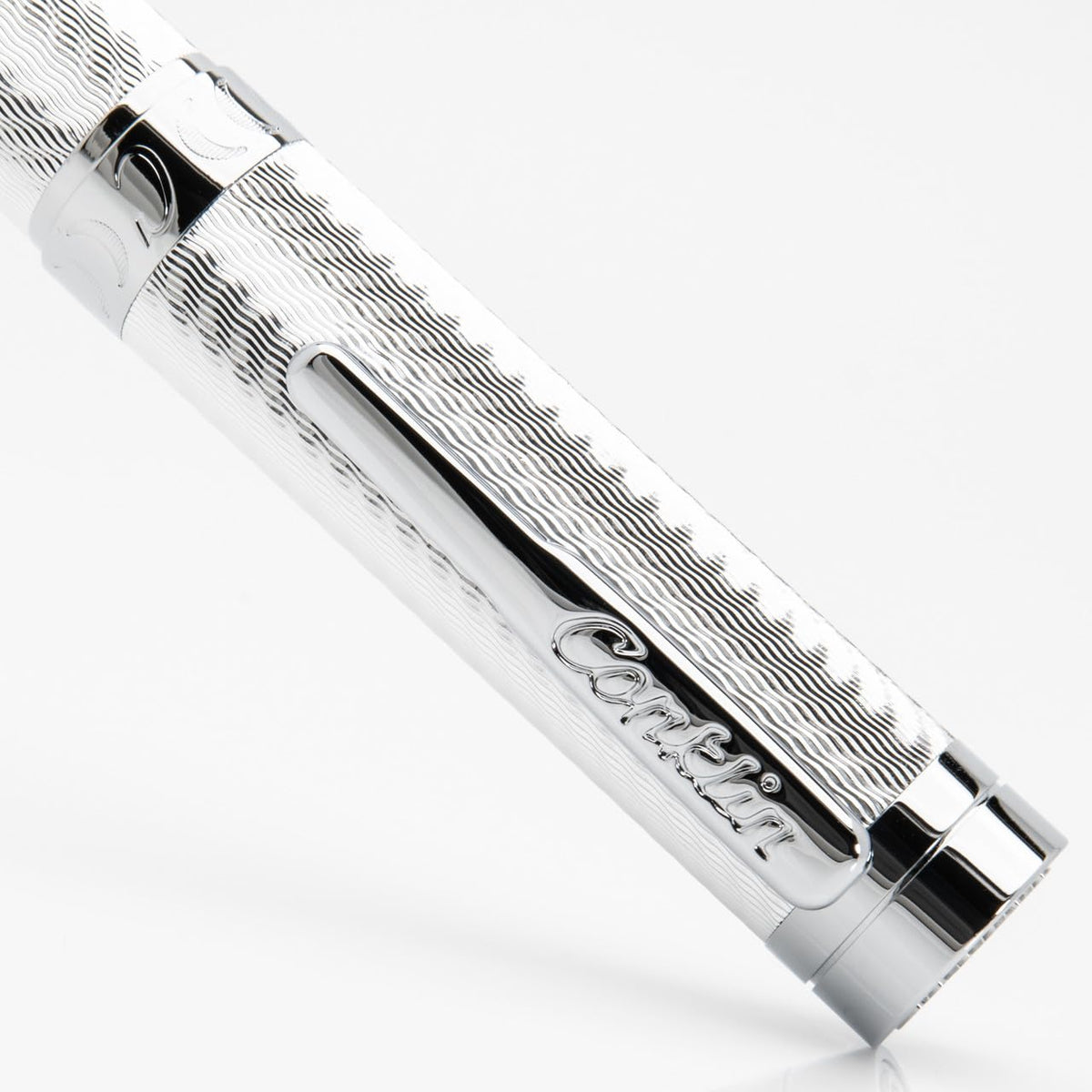 Conklin Herringbone Signature Ballpoint Pen Silver + Free Extra Black Gel Refill – Luxury Twist Pen Gift for Office, Writers, Professionals