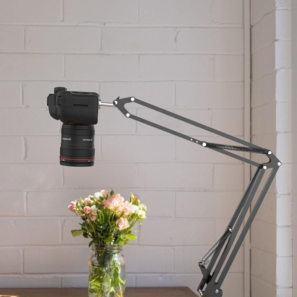 Alipis 1/4 Metal Webcam Stand Scissor Arm Desktop Camera Clamp Mount with Screw for Live Streaming and Video Recording
