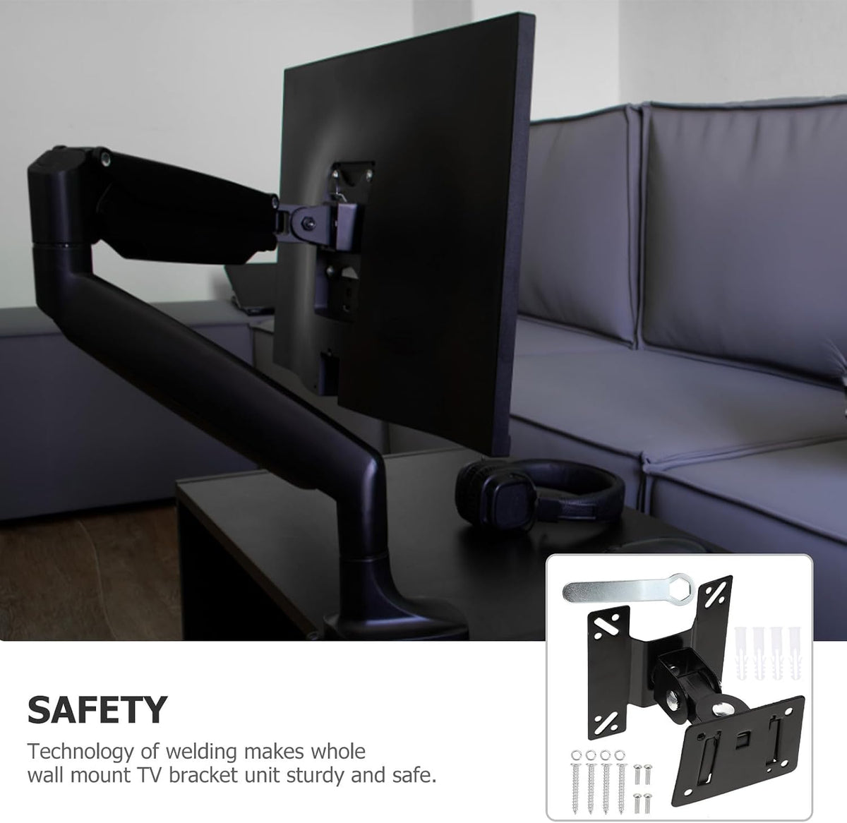 Vaguelly 360-degree 14-27 Inch Wall Mount Tv Stand and Monitor Mount Swivel Bracket Rotation Metal Shaft Compatible