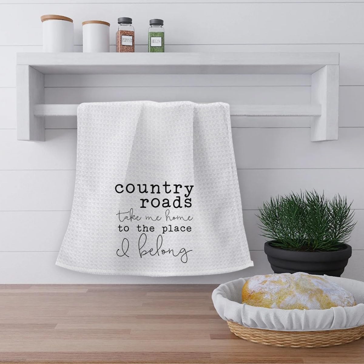 OHSUL Farmhouse Country Kitchen Towels,Country Roads Take Me Home to the Place I Belong Countryside Kitchen Towels Dish Towels Dishcloth,Rustic Kitchen Decor