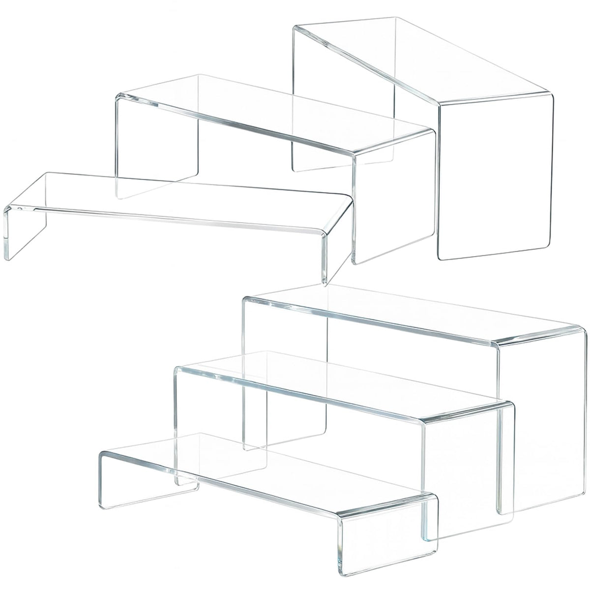 WEITELAI 6 PCS Clear Acrylic Display Risers, Acrylic Risers for Display, Transparent Rectangle Display Stand for Figures, Collectibles, Perfume, Jewelry, Desserts, Cosmetics