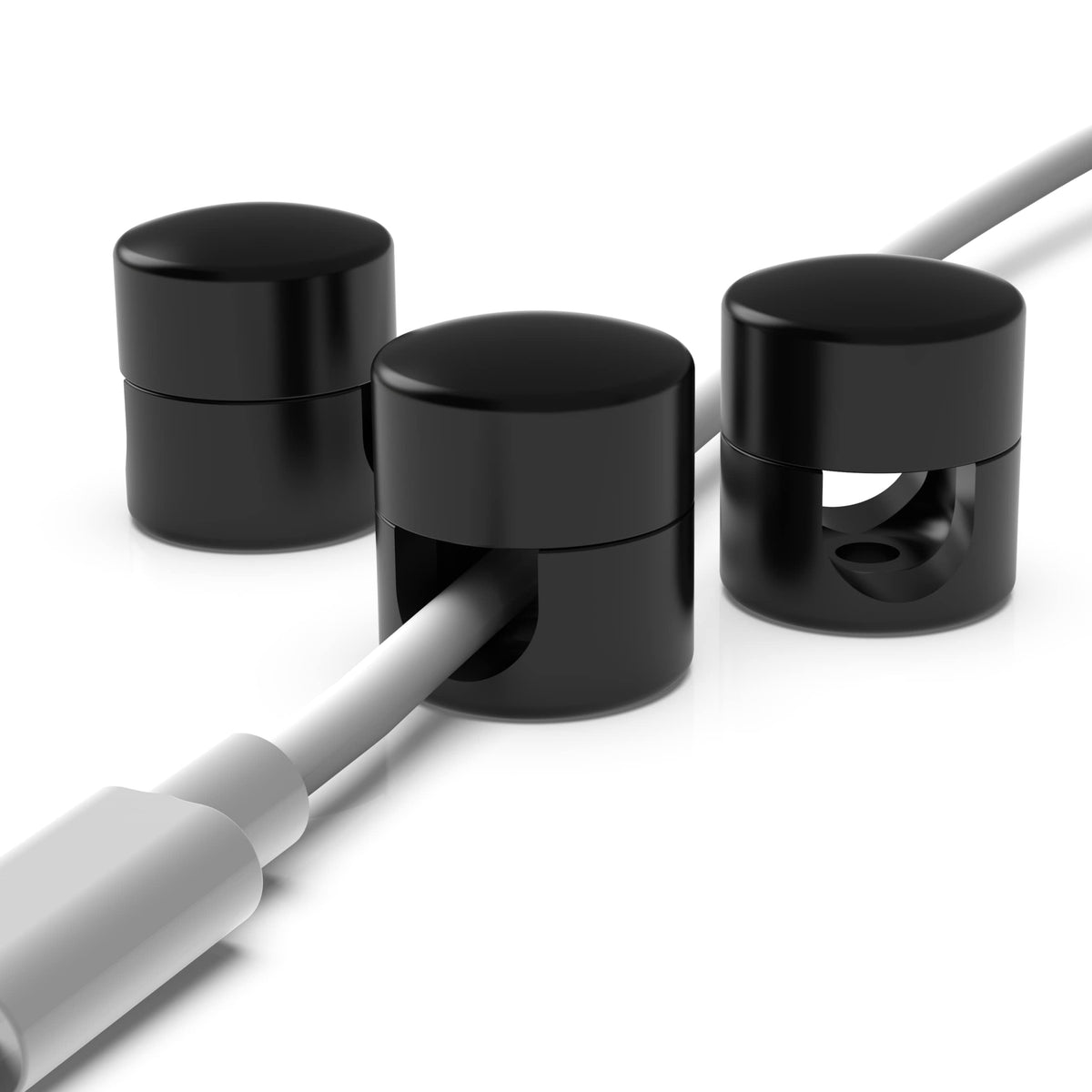 ICONIT Cable Anchors for Desk Organization Black | Premium Aluminum Cord Organizers | Charger + Cable Management Clips for Home & Office | Stylish, Sturdy, & Functional | (3 Pack)