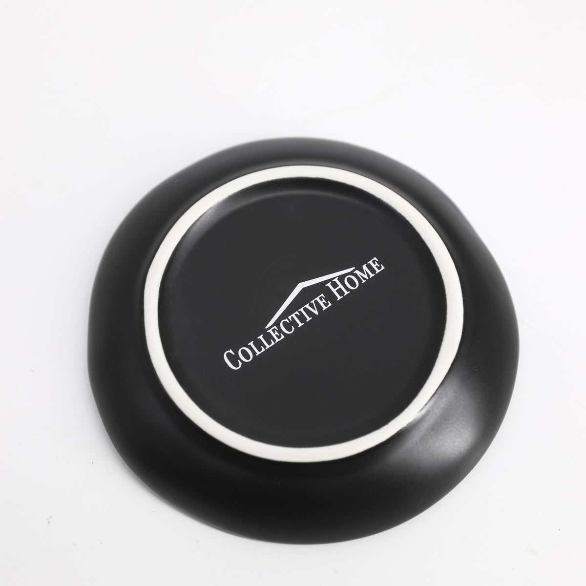 COLLECTIVE HOME - Ceramic Jewelry Tray, Decorative Trinket Dish for Rings Earrings Necklaces Bracelet Watch Keys, Birthday Mother's Day Christmas Gift for Women, 4.75", Black Surface (l)