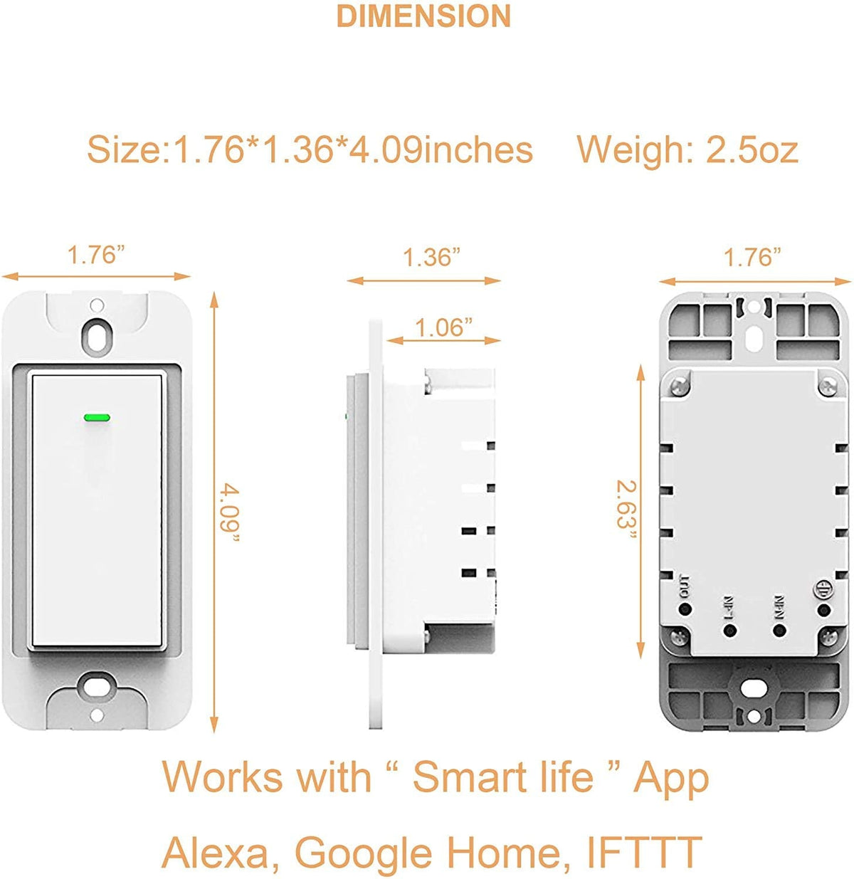 Smart Switch, Works with Alexa and Google Home, Voice Control, No hub Required Timing Synchronization, Suit for 1/2/3/4 Group Type Switch Box Micmi, Neutral Wire Required(1 Gang Smart Switch) 1 Pack