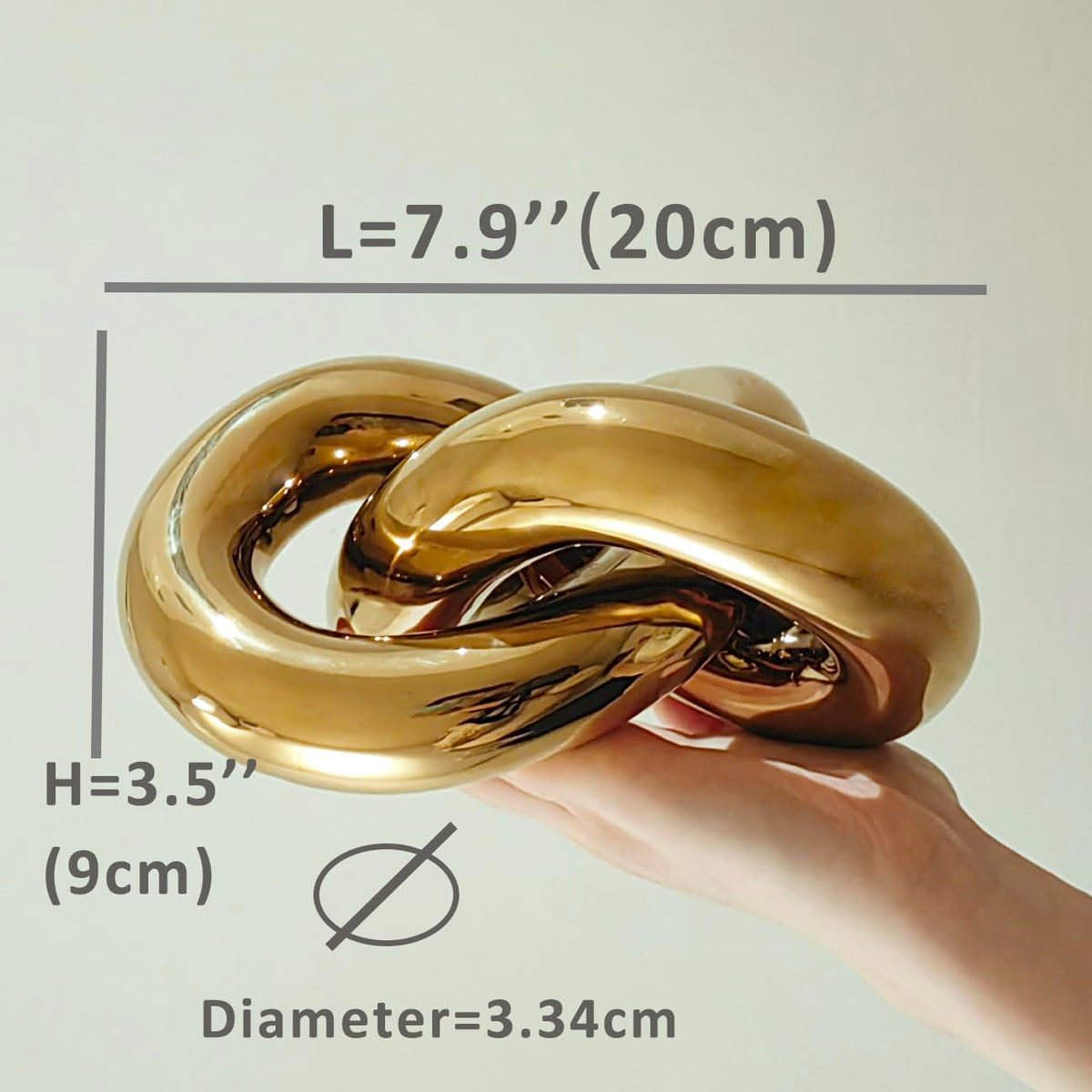 Large Ceramic Gold Knot Statue Décor, Gold Coffee Table Decor, Multi-Angle Abstract Geometric Sculpture Ornament, Modern Home Decor Accents for Living Room, Bedroom, Office