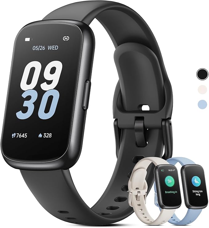 Health Fitness Tracker Smart Watch with 24/7 Heart Rate, Blood Oxygen, Sleep Tracker, Pedometer, 3 Colorful Bands & 3ATM Waterproof Activity Tracker with Step Calorie Counter, Space Black