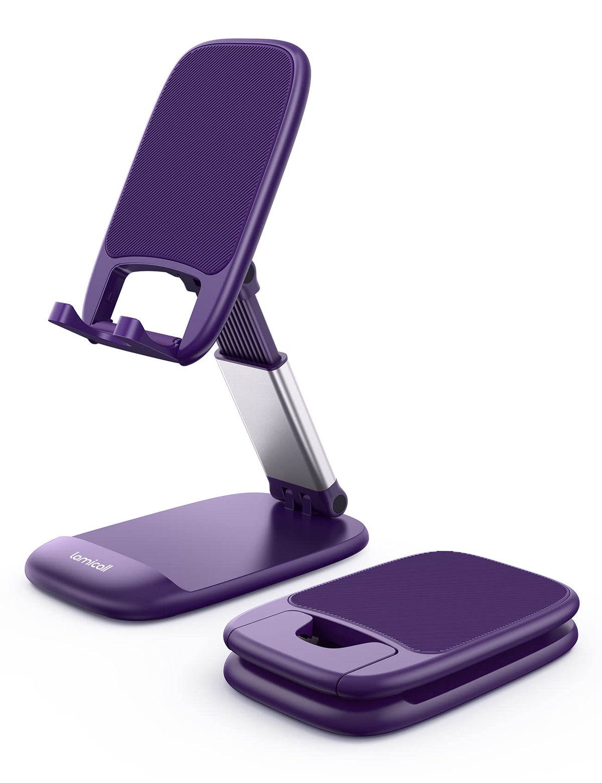 Lamicall Purple Phone Holder for Desk - Dark Purple Cellphone Stand Desk Accessories Desktop Office Must Have, Gifts for iPhone 17 16 15 14 13 Pro Max Mini, 12 11 XR X 8 7 6 Plus SE, 4-8'' Smartphone