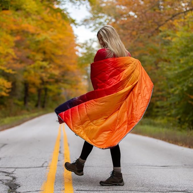 Rumpl Original Puffy Blanket - Warm, Water-Resistant Camping Blanket with 100% Recycled Synthetic Insulation, 52"x75", Original Puffy V1, Arizona Fade