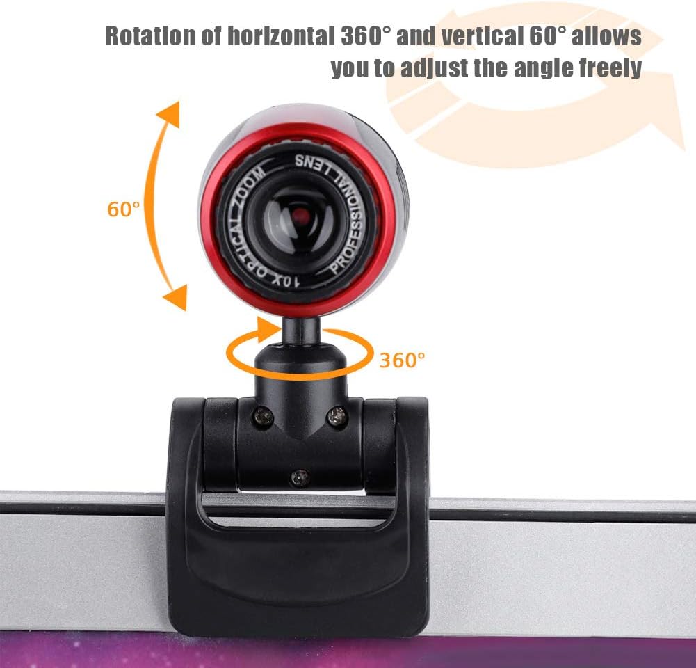 ASHATA 0.3MP 360 2000 32bit Webcam for Computer, Degree Web Camera Cam with Mic for PC Laptop for Skype/for MSN