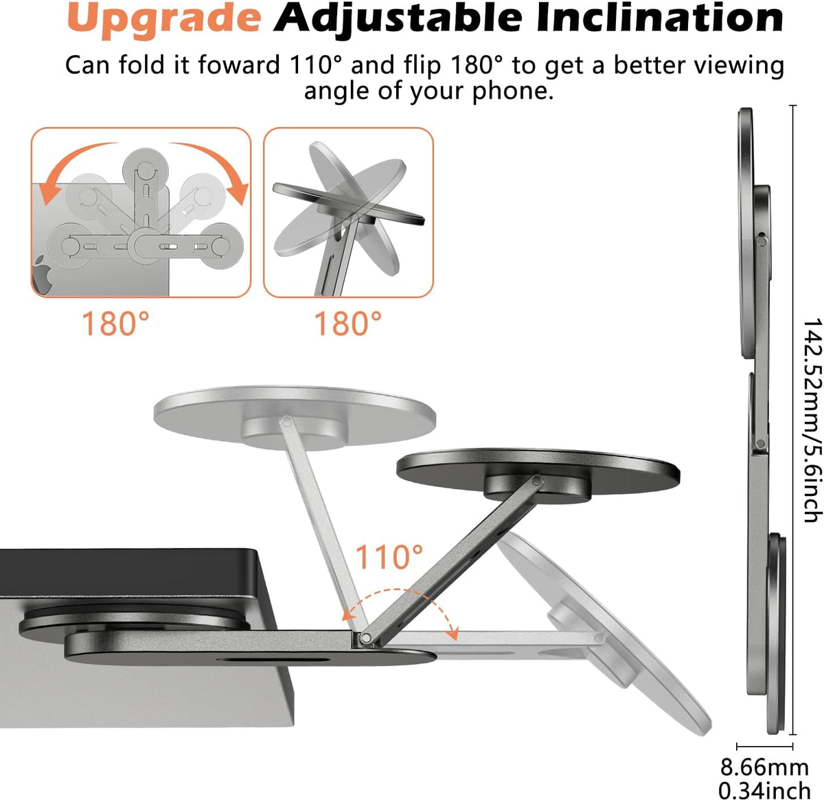 ALAFLY 360 17 Max/16/15/14/13/12 Magnetic Phone Holder for Laptop, Adjustable MacBook Monitor Side Mount for iPhone Pro