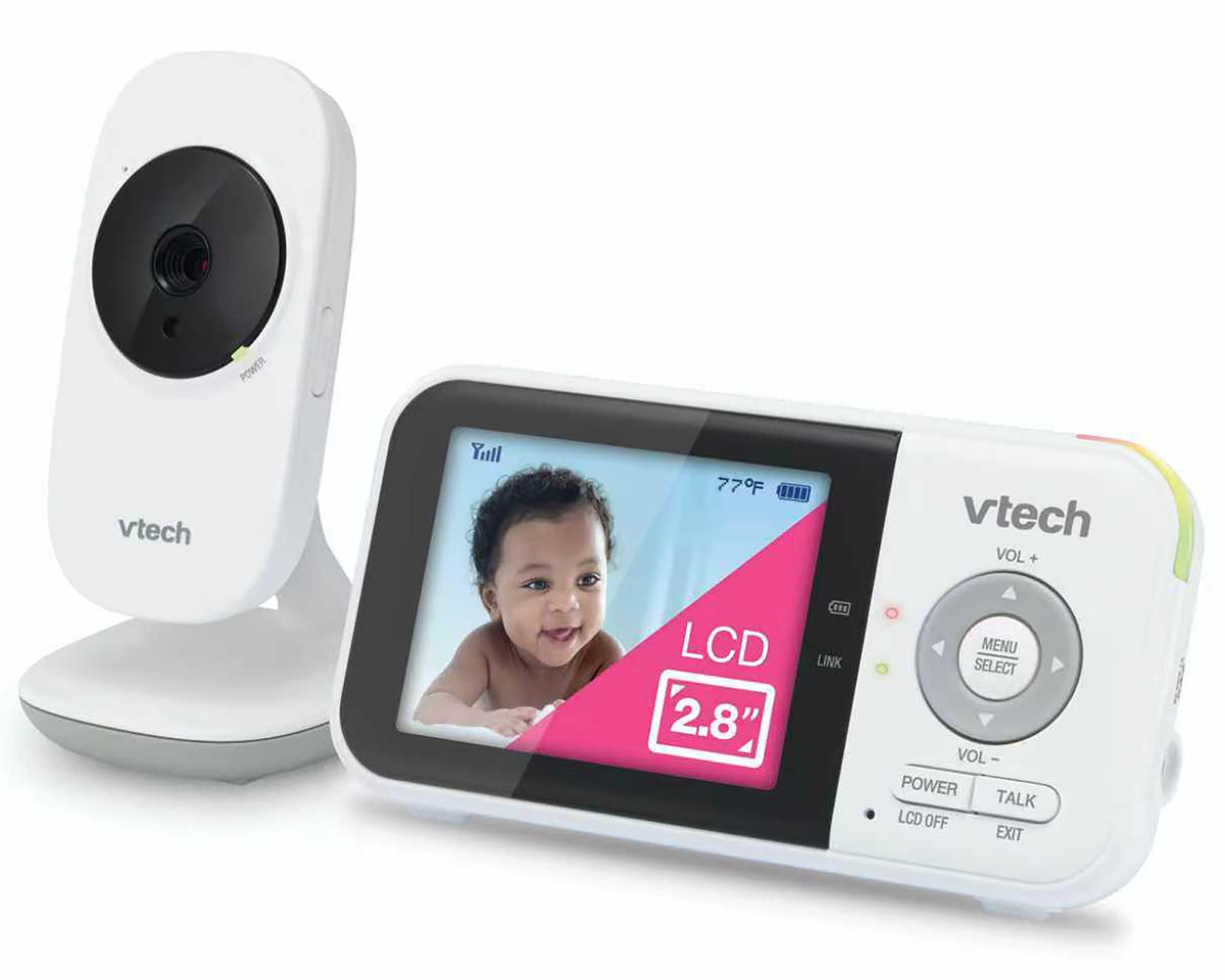 VTech VM819 Baby Monitor with Camera and Audio, 2.8” Screen Portable Baby Camera, Night Vision, 2-Way Audio, Temperature Sensor and Lullabies, Secure Transmission No WiFi, Ideal for Baby/Elderly/Pet