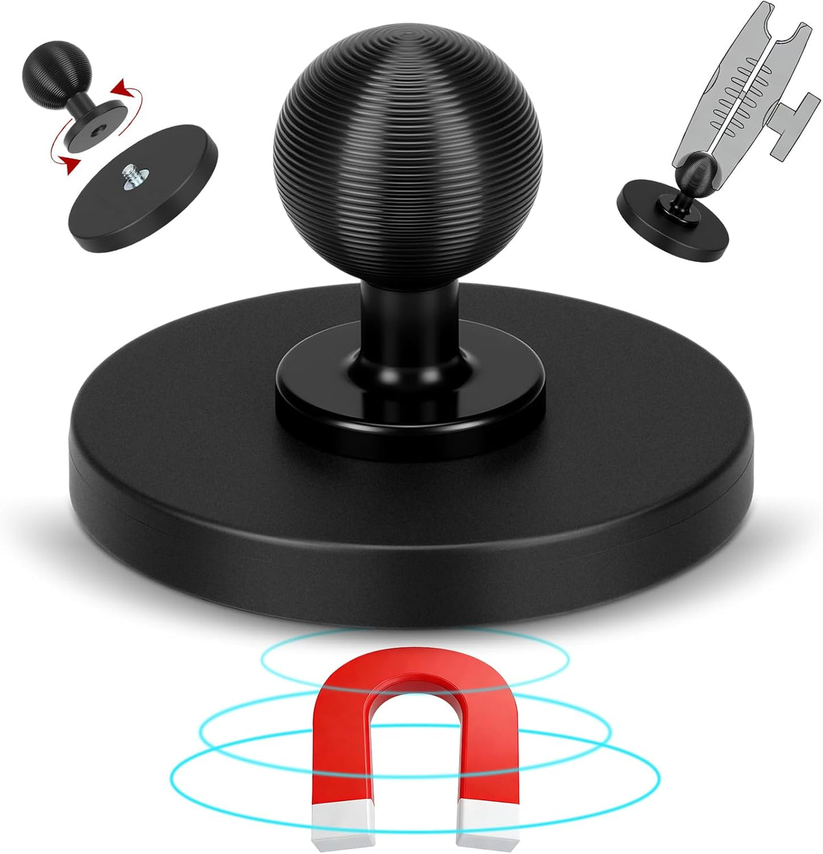 Youyole 66 mm (2.6) 25 mm (1 Inch) Diameter Round Magnetic Base Aluminum Ball Magnetic Heavy-Duty Ball Magnets Arm