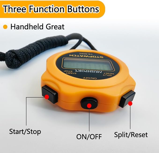 Stopwatch Timer Only Stopwatch Mode, ON/Off Silent Simple Operation, Without Clock Date Countdown, Digital Kids Stop Watch for Sports Coaches Swimming Running, Orange