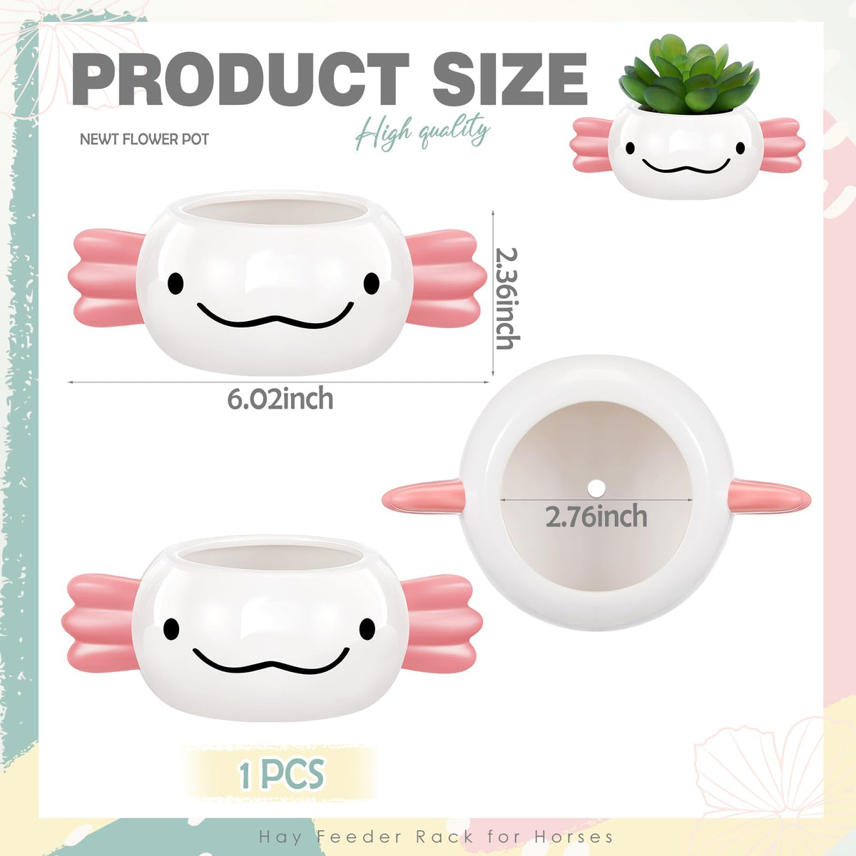 RimCereal Axolotl Planter Axolotl Gifts for Men Women Cute Succulent Pots Plant Pots Pen Holder for Christmas Desk Office Home Decoration 6.02 x 2.36 Inches