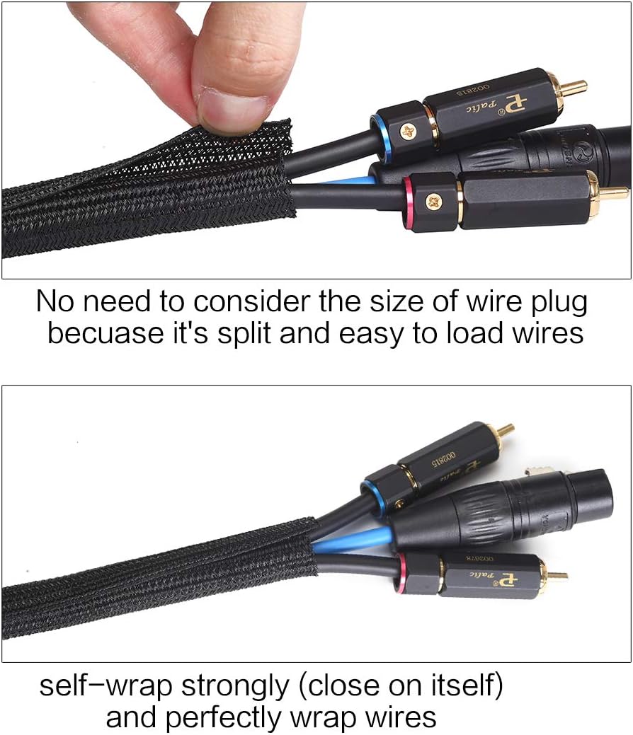 Alex Tech 25ft 1 inch - Cord Protector Wire Loom Tubing Cable Sleeve Split Sleeving For USB Cable Power Cord Audio
