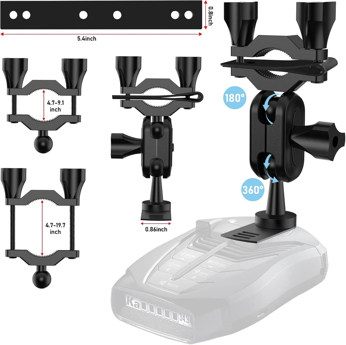 SDSACZMU 480i 1 inch Car Rear View Mirror Radar Detector Mount, for Cobra RAD Radar Detector,Easy to Install (at Least