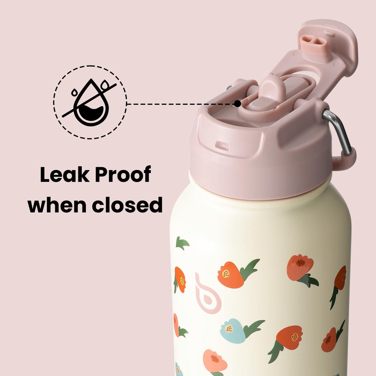 BOTTLE BOTTLE 32oz Insulated Water Bottle Stainless Steel Sport Water Bottle with Straw Dual-use Lid Design for Gym with Pill Box (Buds Rain)