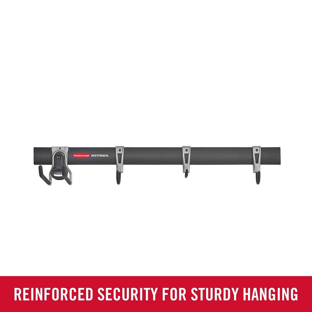 Rubbermaid FastTrack Garage Storage Utility Hooks 5 Piece Black All in One Rail Hook Kit and Tool Organizer Heavy Duty for Home/Garage/Shed/Garden