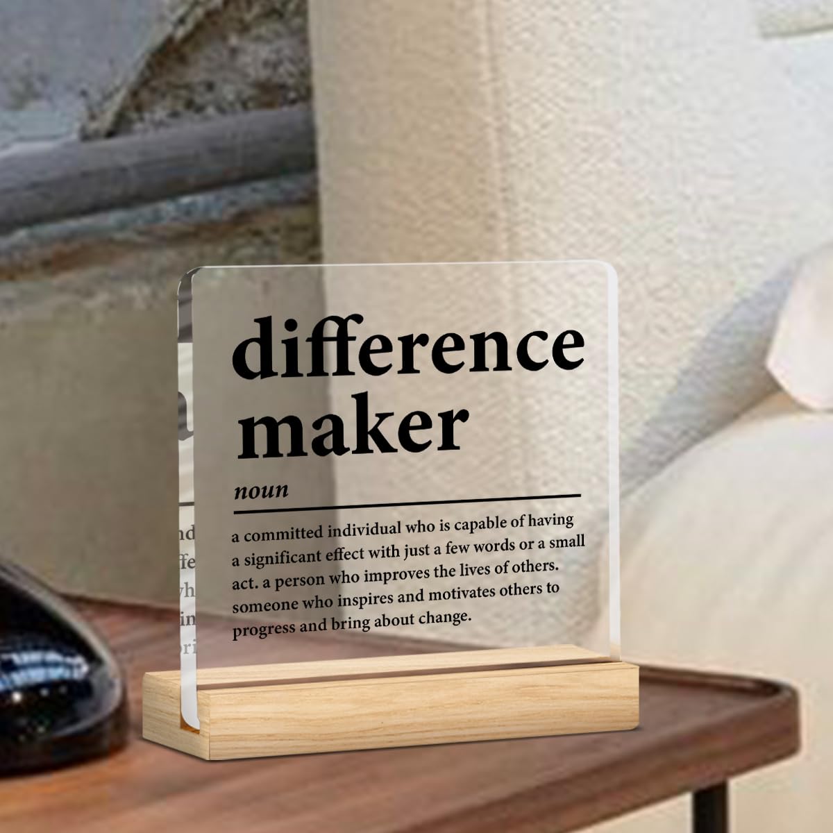 Difference Maker Gifts for Teacher Coach Mentor Boss Leader, Thank You Appreciation Gifts for Coworkers Employee Staff Women Men Motivational Office Desk Decor Cubicle Acrylic Sign, 4 x 4 Inches