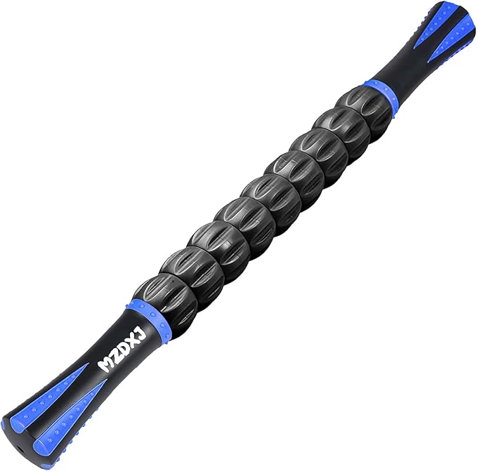 Muscle Roller Stick for Athletes - Deep Tissue Fascia Blaster & Roller Massager for Myofascial Pain Relief - Handheld Physical Therapy & Recovery Tool(Blue black-18 inch)