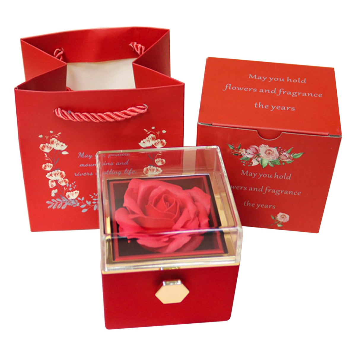 JYCMMFC Romantic Gifts for Her Rose Ring Box Jewelry Box Artificial Flowers Eternal Rose Box Anniversary Wedding Valentines Day Christmas Birthday Thanksgiving Gifts for Mom Wife Girlfriend Women