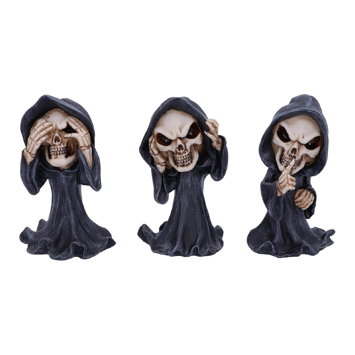Nemesis Now See No Evil Hear No Evil Speak No Evil Figurines, Adorable Hand-Painted Resin Collectibles and Gift, 8cm - Grim Reapers