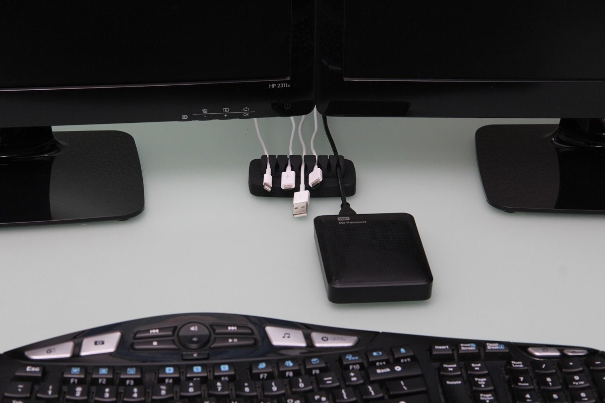 Heaviest Cable Organizer on The Market! Compact and Weighted Desktop Cord Holder and Cable Organizer, Eco-Friendly Silicone, No Bad Smell, Bundled with 4 Reusable Cable Ties! (Black)