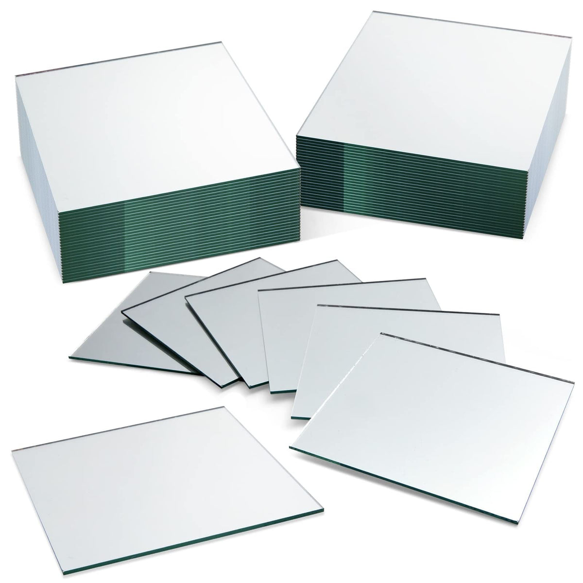 Bright Creations Square Mirror Tiles - 4 in, Silver, Pack of 50 - for Crafts & Table Centerpieces - Mirror Mosaic Tiles