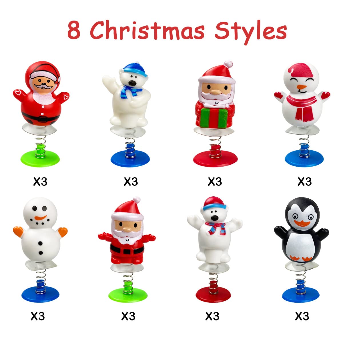 QINGQIU 24 PCS Christmas Jumping Popper Toys for Kids Boys Girls Christmas Stocking Stuffers Party Favors Gifts Games