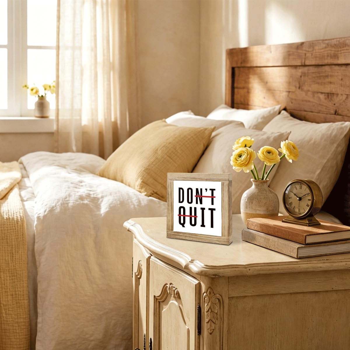 Don't Quit Wood Plaques Sign, Inspirational Wooden Box Sign, Home Wood Plaque Decor Signs, Motivational Home Office Desk Decor, Encouragement Gifts for Coworkers Students