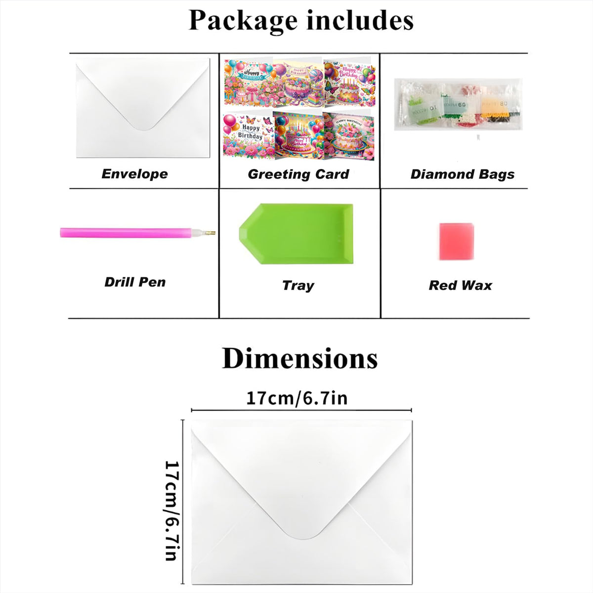 ACSAUMMY DIY Happy Birthday Diamond Art Painting Cards, 6 Pack Cake Gem Art Greeting Cards with Envelopes, 5D Diamond Dots Kits Birthday Cards Making Kits for Adults Family Friends Birthday Gifts