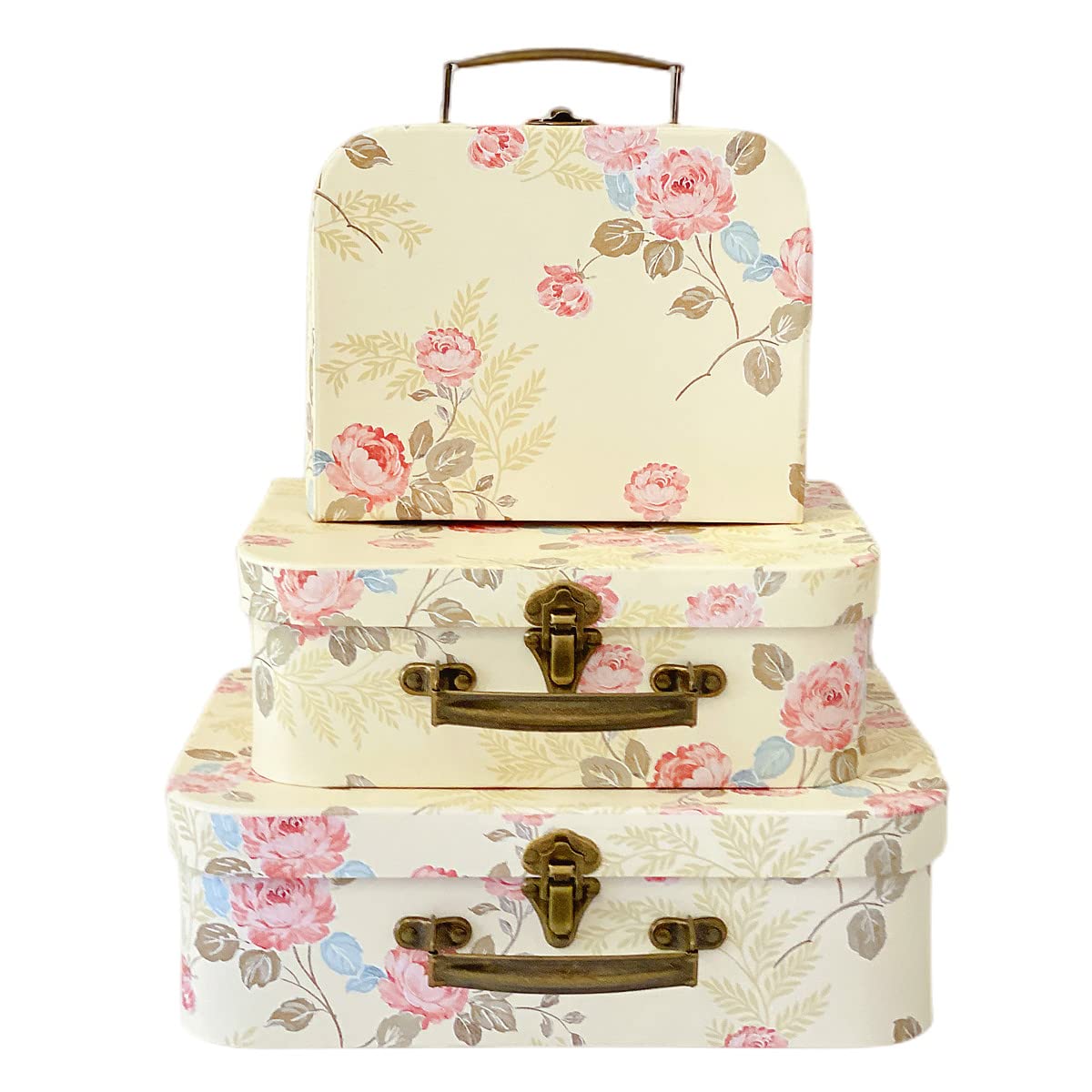 Amedoo Paperboard Suitcases(Set of 3), Gift Boxes With Lids For Presents, Photo Storage, Dolls, Perfect for Home Decoration, Baby Shower Wedding, Birthday, Christmas and New Year Decor(Yellow Flowers)