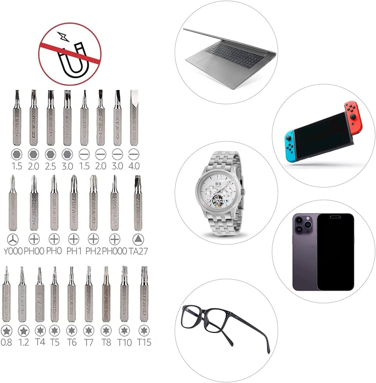 Amazon Basics Magnetic Ratcheting Wrench and Electronics Precision Screwdriver Tool Set, 73-Piece, with Carry Case for Household Repair, Small Jobs, Eyeglasses, Black/Red/Silver