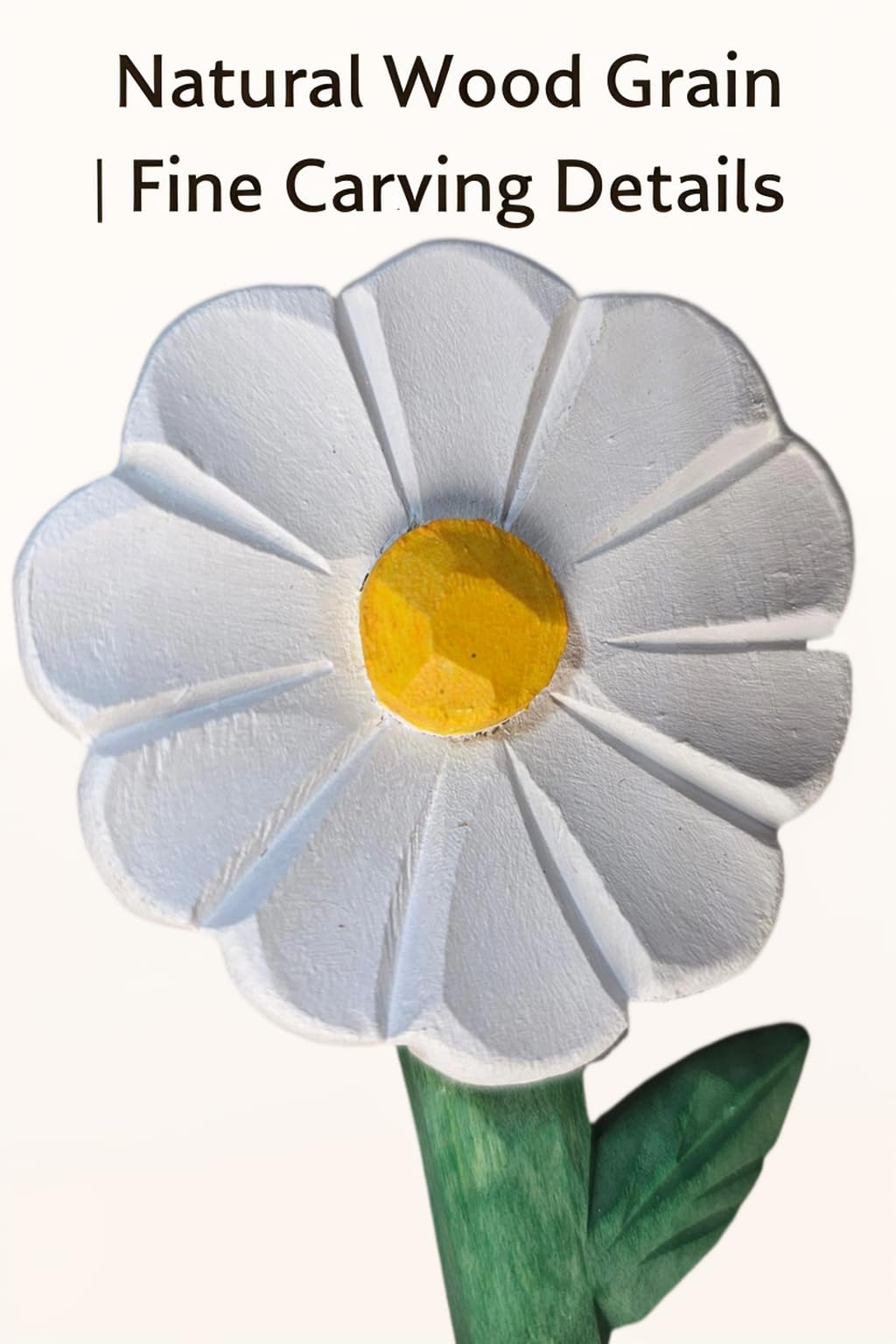 Wooden Daisy Figurine with Gift Box – Handcrafted Decorative Flower Statue, Cute Mini Ornament for Desk, Shelf & Home Decor, Perfect for Birthday, Mother's Day, Anniversary & Thank You Gifts