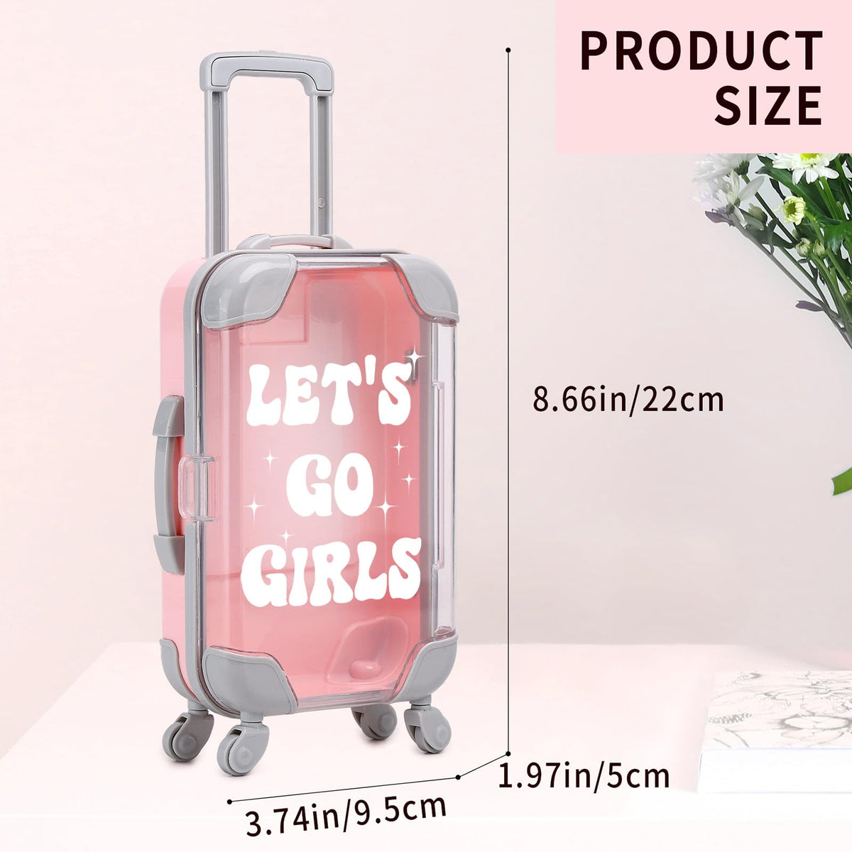 AIOMOB 10 Pack Mini Suitcase Party Favor Gift Box Plastic Gift Box False Eyelashes Miniature Luggage for Travel Wedding Bachelorette Party Bridesmaid Bridal Shower Favors Decorations (Let's Go Girls)
