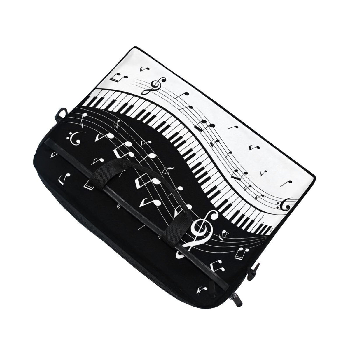 MRMIAN Fashionable Black White Music Note Score 15 inch Laptop Case Shoulder Bag Crossbody Briefcase Messenger Sleeve for Women Men Girls Boys with Shoulder Strap Handle, Back to School Gifts