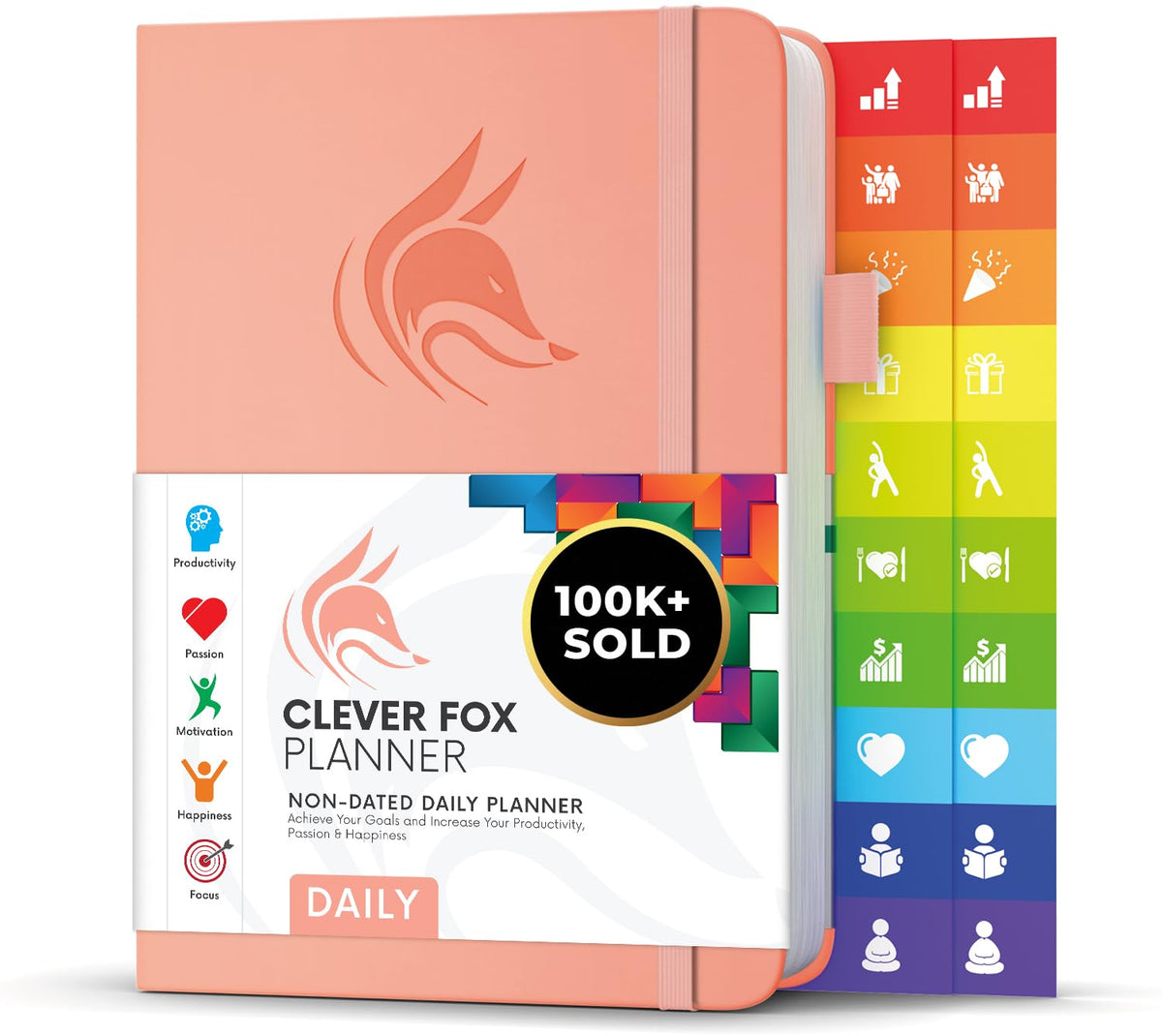 Clever Fox Daily Planner – Undated Planning Notebook with Hourly Schedule & To-Do List – Personal Day Task & Work Organizer, 6 Months (Peach Pink)