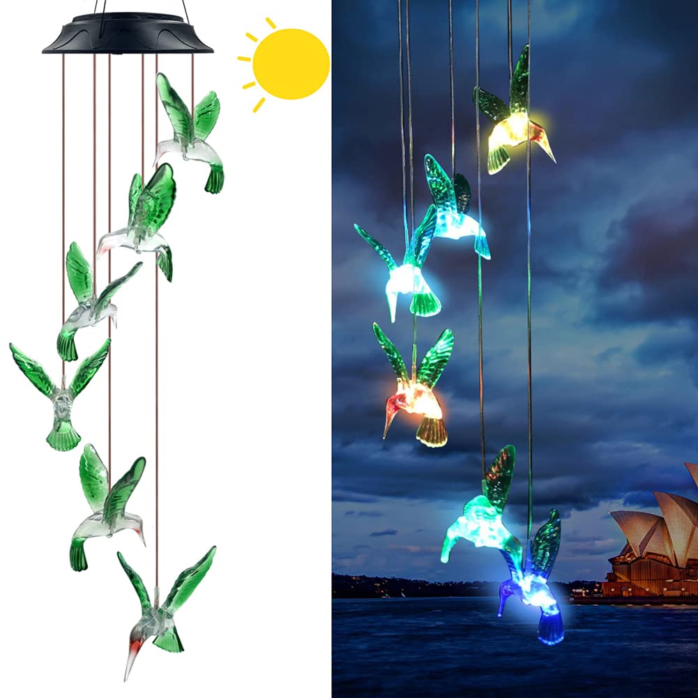 Hummingbird Solar Chimes,Unique Birthday Gifts for Women/Mom/Grandma,Best Idears Grardening