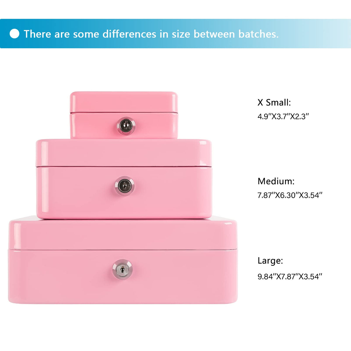 xydled Locking Steel Large Cash Box with Removable Coin Tray and Key Lock,9.84"x 7.87"x 3.54",Pink