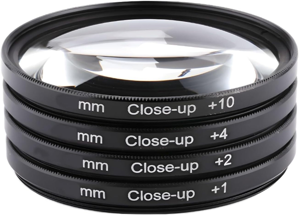 YOFOTIXAUU 55mm 4 (+1 +2 +4 +10) Set, (55mm) Close-Up Lens Filters Kit Pieces Macro Filter Lens Cap & Cleaning Cloth