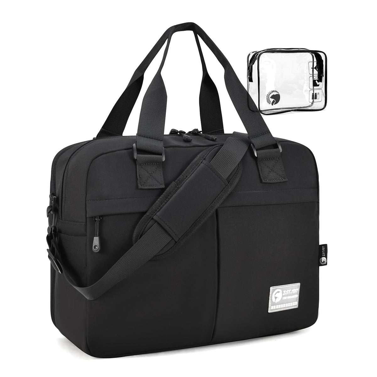 BAGZY 40x30x15cm Personal Item Travel Bag 16x12x6 Under-seat Carry on Bags for Airplanes 20L Expandable 30L Lightweight Duffle Bag Weekender Bags with Wet Pocket for Gym Overnight Hospital Black