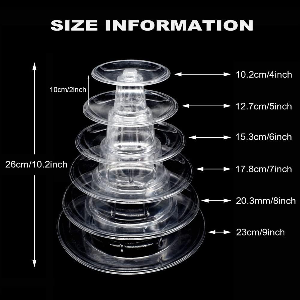 6 Tiers Macaroon Tower Stand, Round Macaron Tower Cake Display Rack Plastic Cupcake Stand Macarons Desserts Serving Tray for Birthday Wedding Party Decor (6 Tiers)