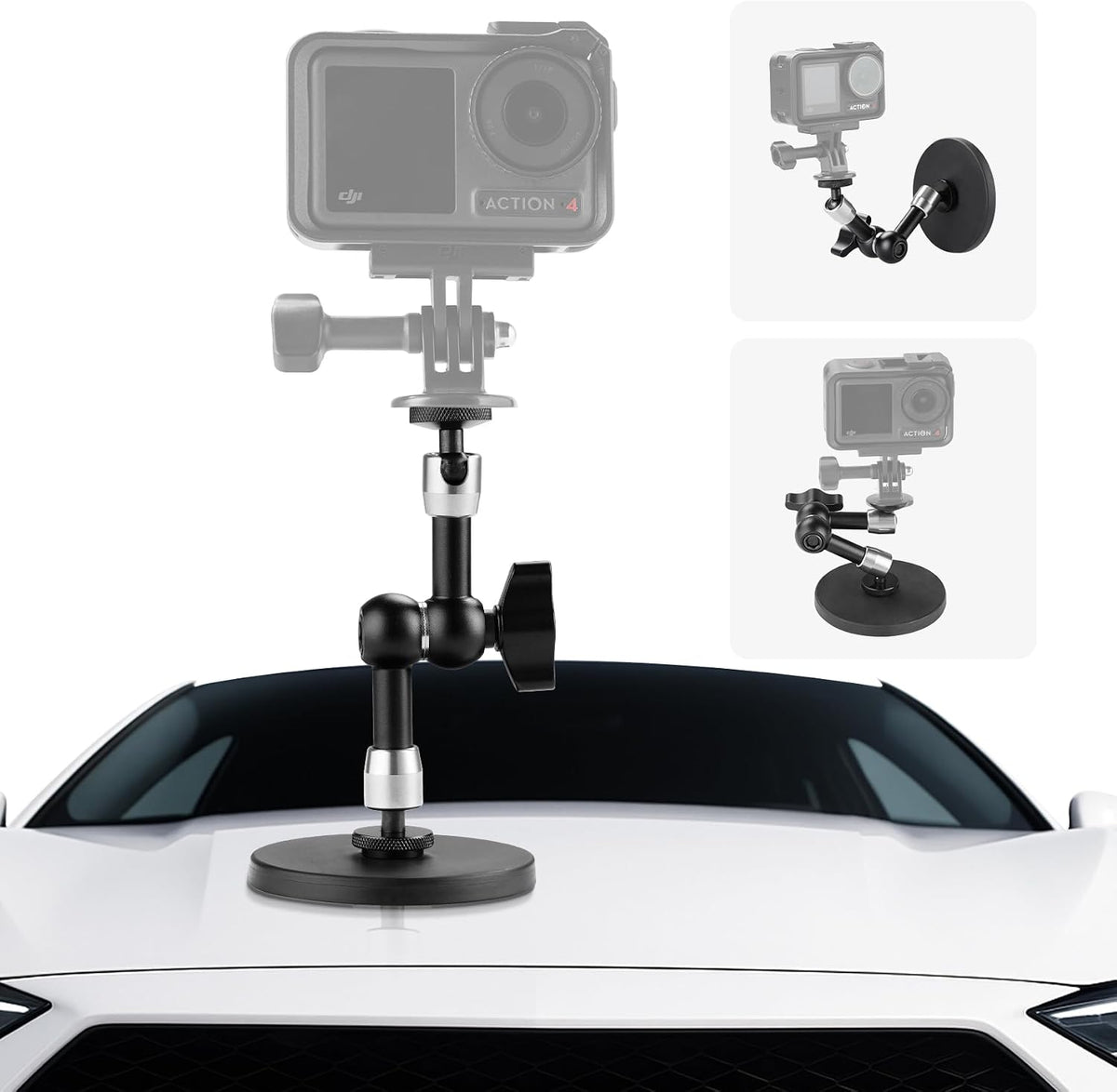 Selens 88MM 6inch Adjustable Car Magnetic Camera Mount Kit: Magnetic Base and Magic Arm, Magnet Mount for Action