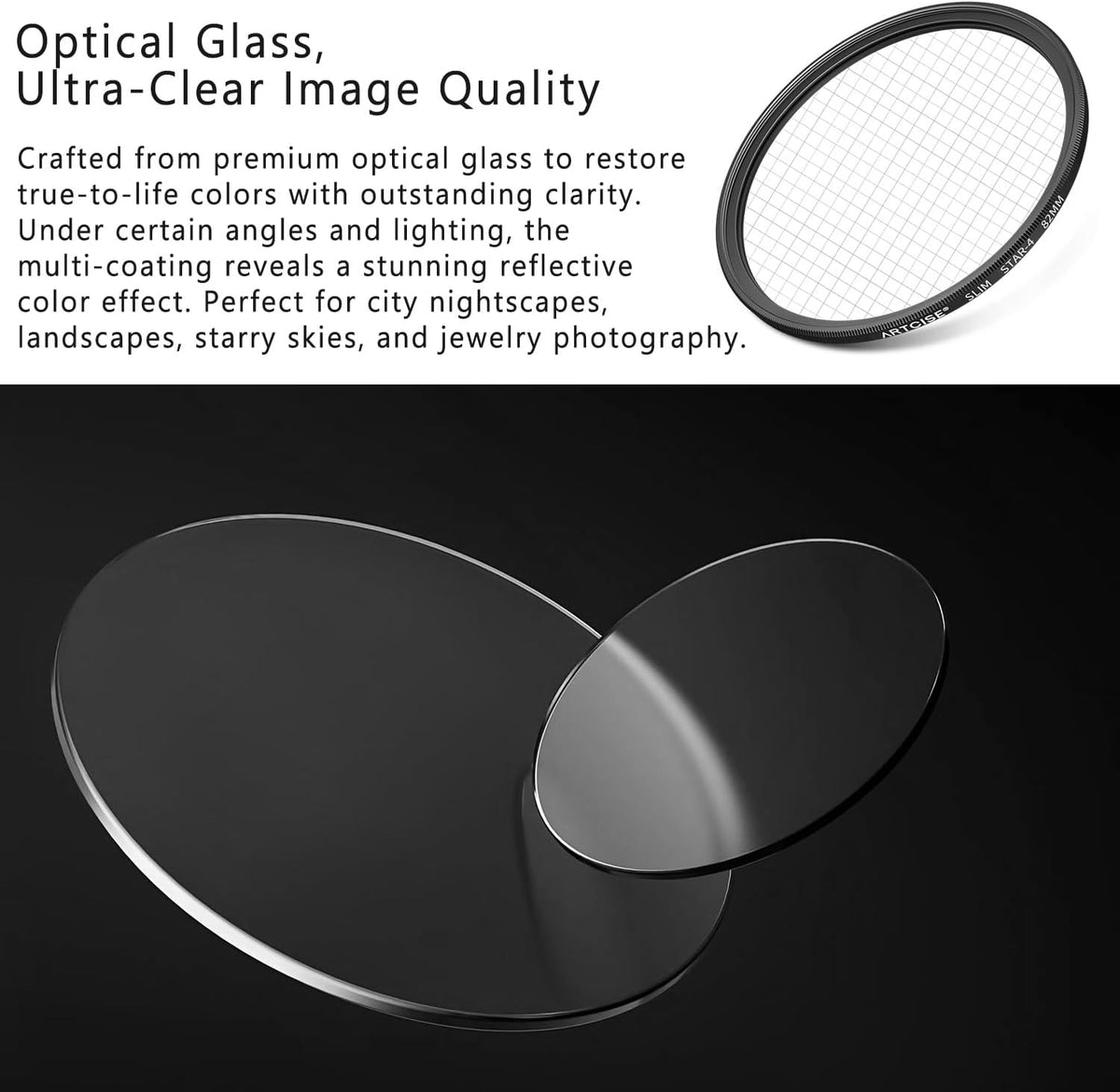 ARTCISE 4+6+8 Set (67mm) Star Filter Kit: Point Cross Screen Lens Filters with Pouch for DSLR/Mirrorless Cameras