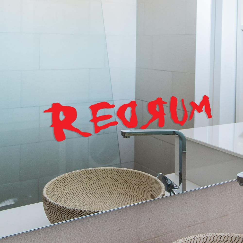 Vinyl Wall Art Decal - Redrum - 6" x 30" - Trendy Scary Halloween Season The Shining Quote Sticker for Living Room Entryway Door Office Coffee Shop Store Windows Spooky Decor