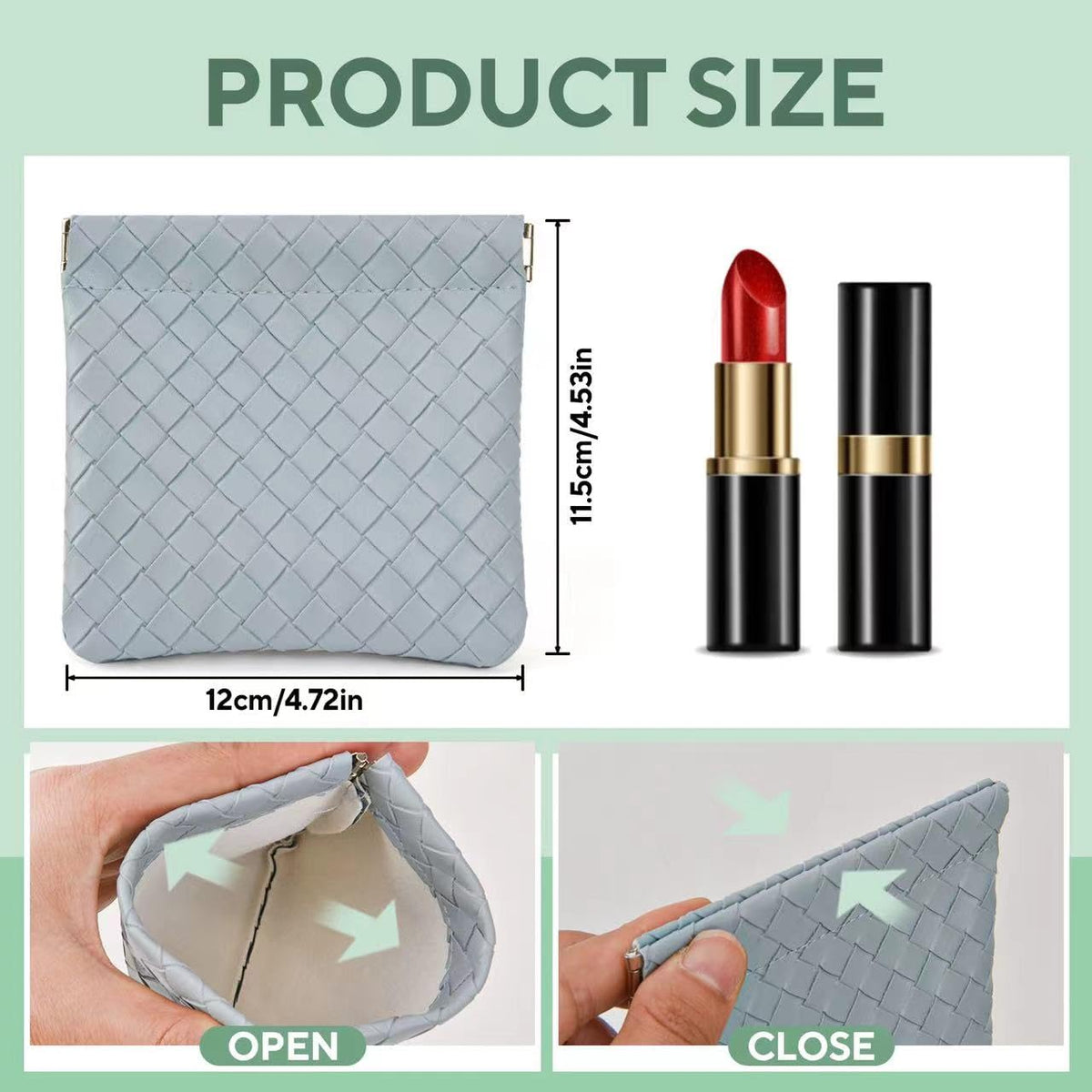 4PCS Small Makeup Bag for Purse，Waterproof Leather Portable Mini Makeup Bag,Snap Closure Organizer Pouch for Coin Cards Jewelry Lipstick Cosmetic Accessories，Small Travel Kit Storage Pouch