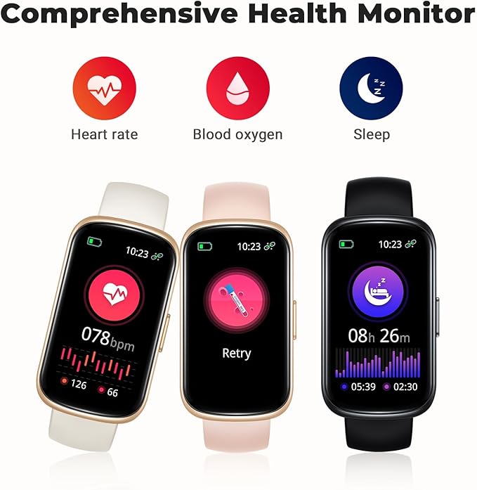 Fitness Tracker Smart Watch, 1.47" Full Touch Health Tracker with 24/7 Heart Rate & Blood Oxygen Monitor, Sleep Tracker, 3ATM Waterproof Step Tracker Activity Tracker for Women Men, Gold Star