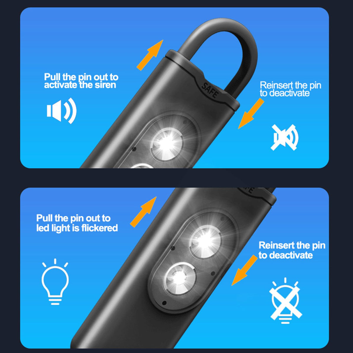 Halo-Siren Alarm, HaloSiren Personal Safety Alarm - Travel Safe Alarm with 130db Loud and LED Strobe Light, Safety Keychain Compatible with Bags, Keys, Backpacks (Purple)