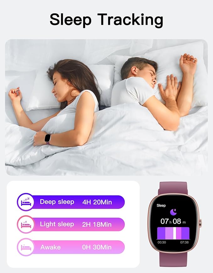 Fitness Tracker 2025 Ver. (Answer/Make Calls), 1.85" Smart Watch Fitness Watches for Women Men with 24/7 Heart Rate Blood Oxygen Monitor Sleep Tracker 100+ Sport Modes IP68 Waterproof (Purple)